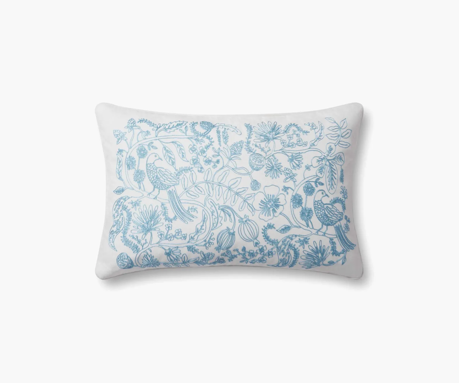 Aviary Embroidered Lumbar Pillow