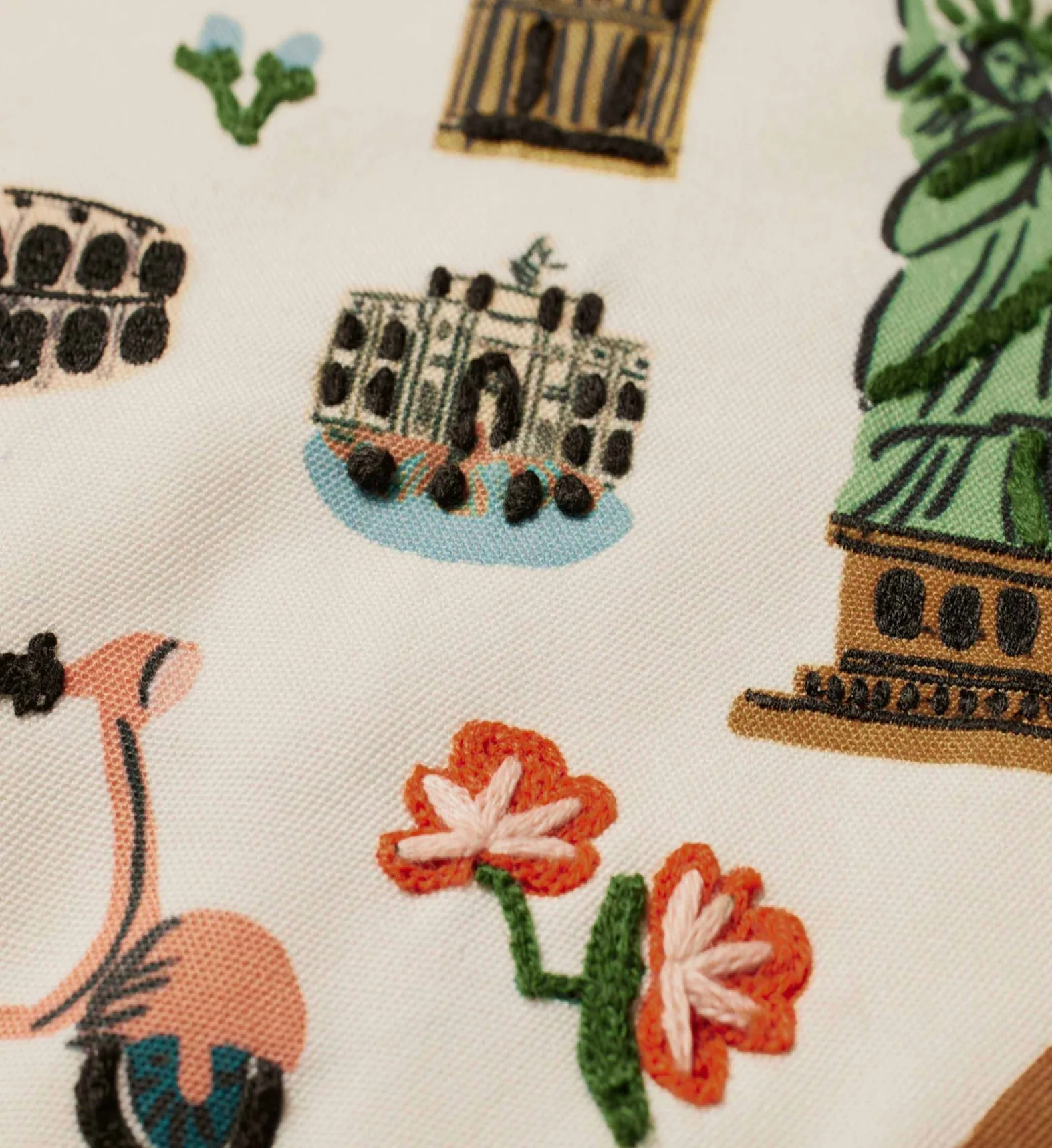 Bon Voyage Embroidered Pillow