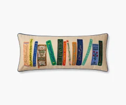 Book Club Embroidered Lumbar Pillow