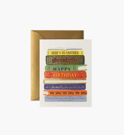 Book Stack Birthday Card