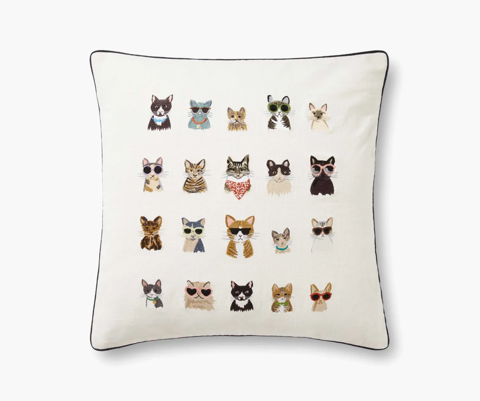 Cool Cats Embroidered Pillow
