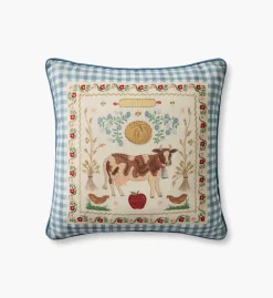 Country Home Embroidered Pillow