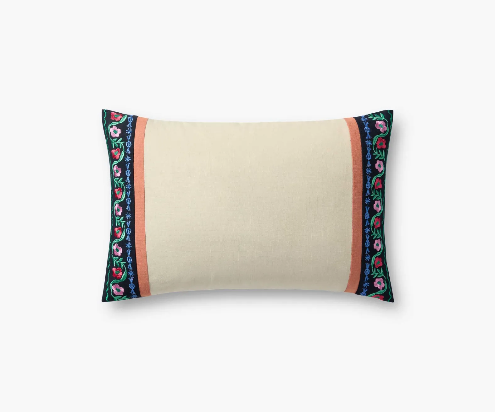 Delphine Stripe Embroidered Lumbar Pillow