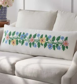 Embroidered Lumbar Pillow Cover