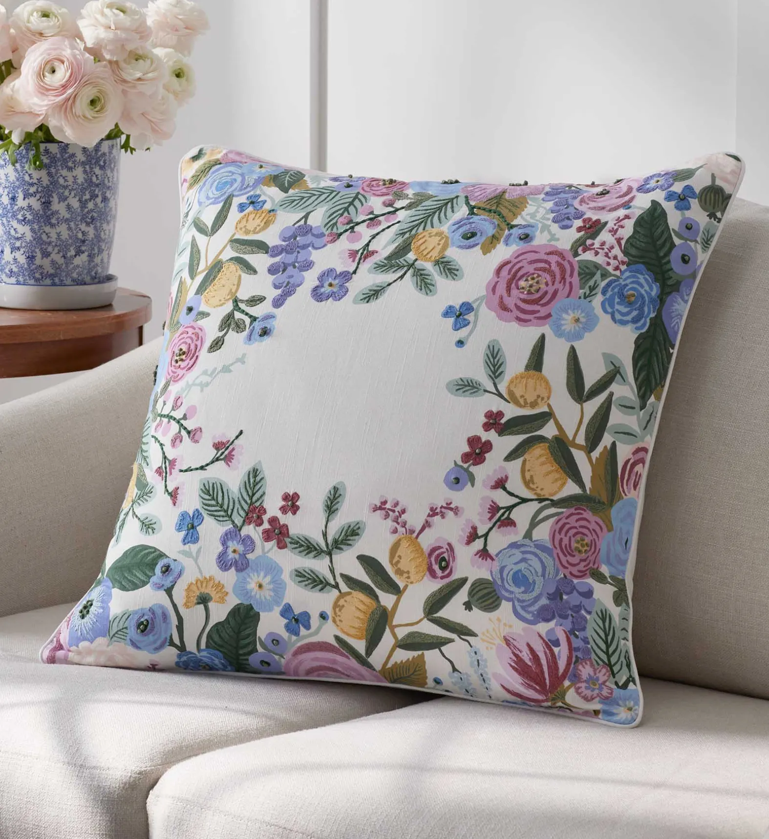 Embroidered Pillow Cover