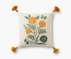 French Marigold Embroidered Pillow