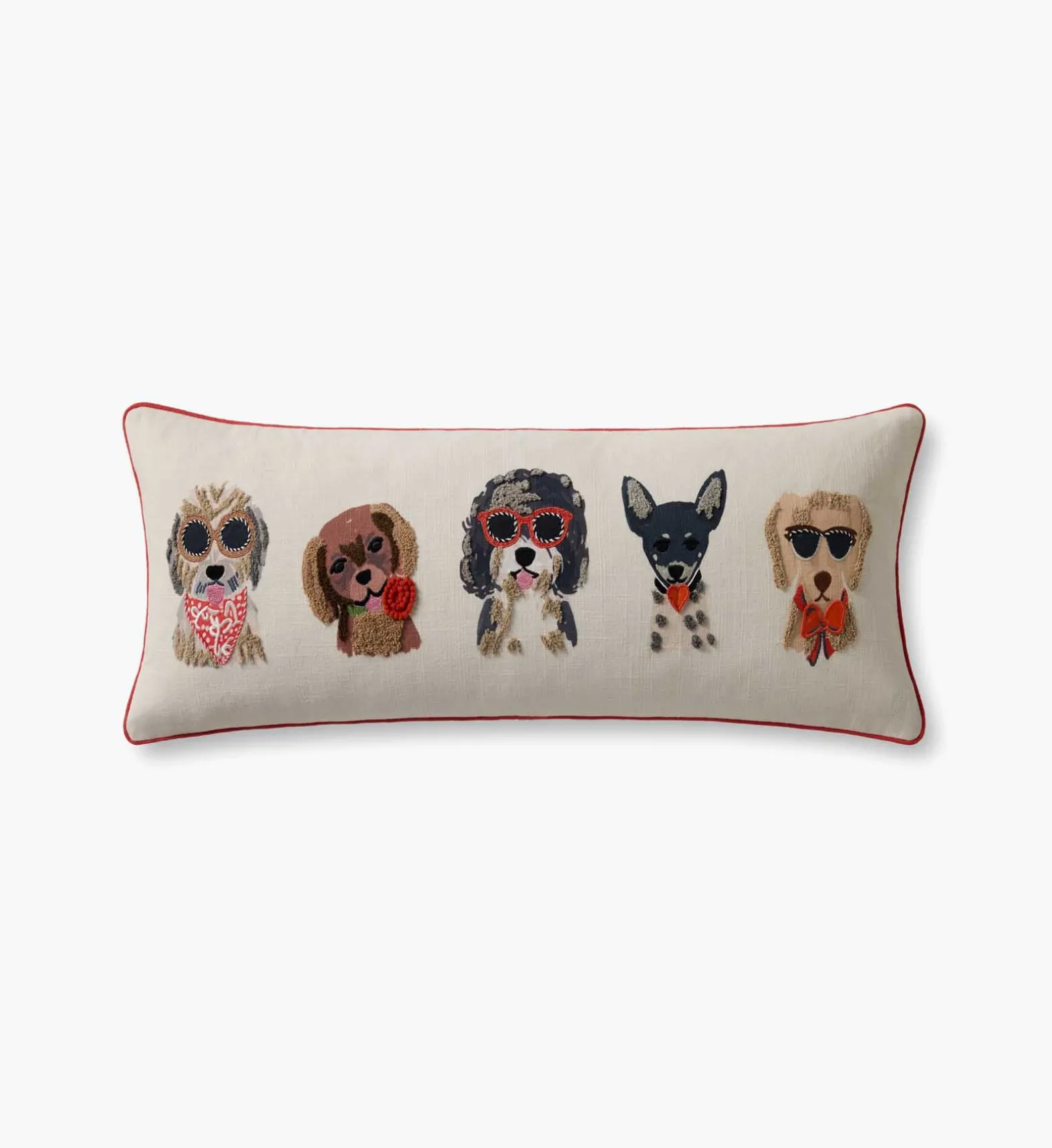 Hot Dogs Embroidered Lumbar Pillow