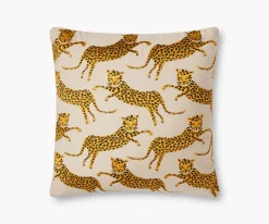 Leap of Leopards Embroidered Pillow
