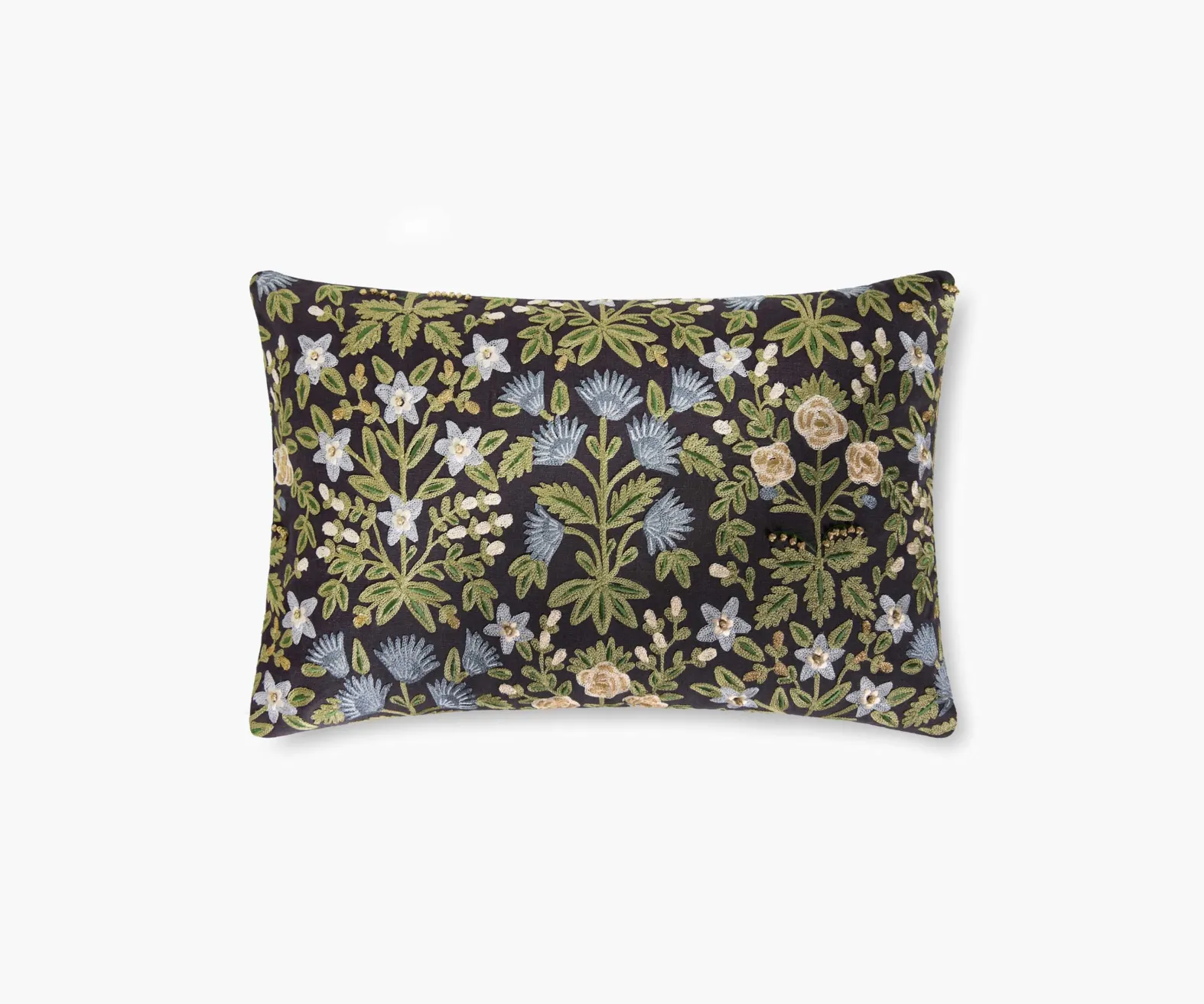 Mughal Rose Embroidered Lumbar Pillow