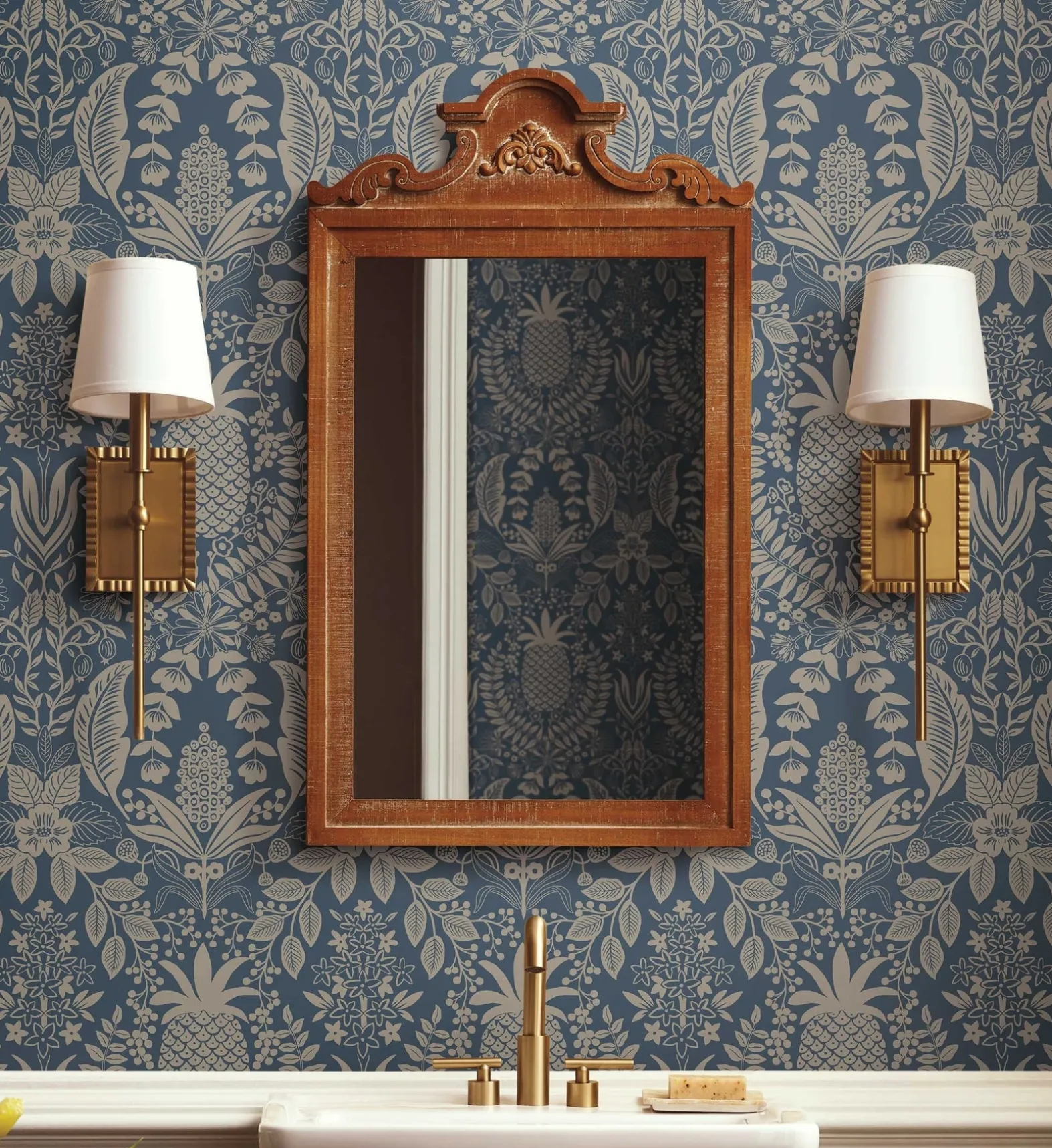 Pineapple Damask Wallpaper