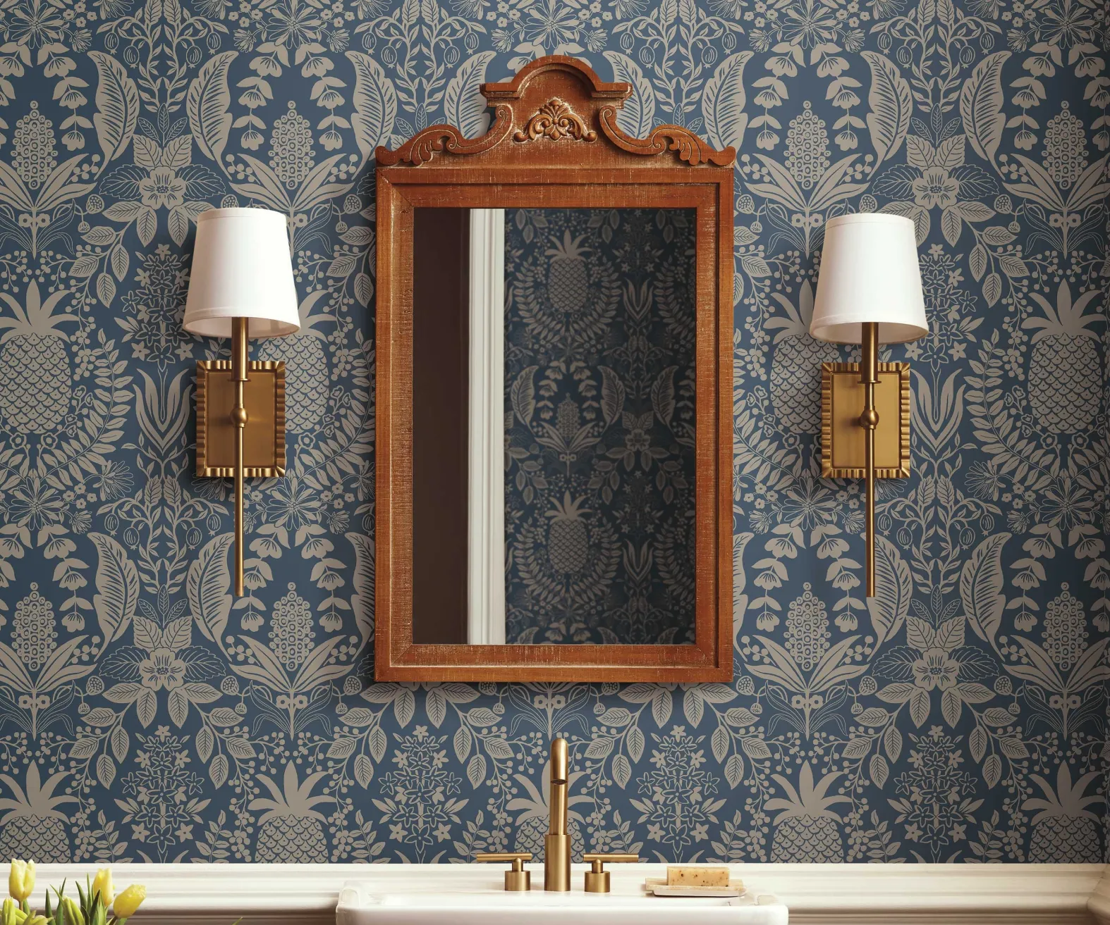 Pineapple Damask Wallpaper