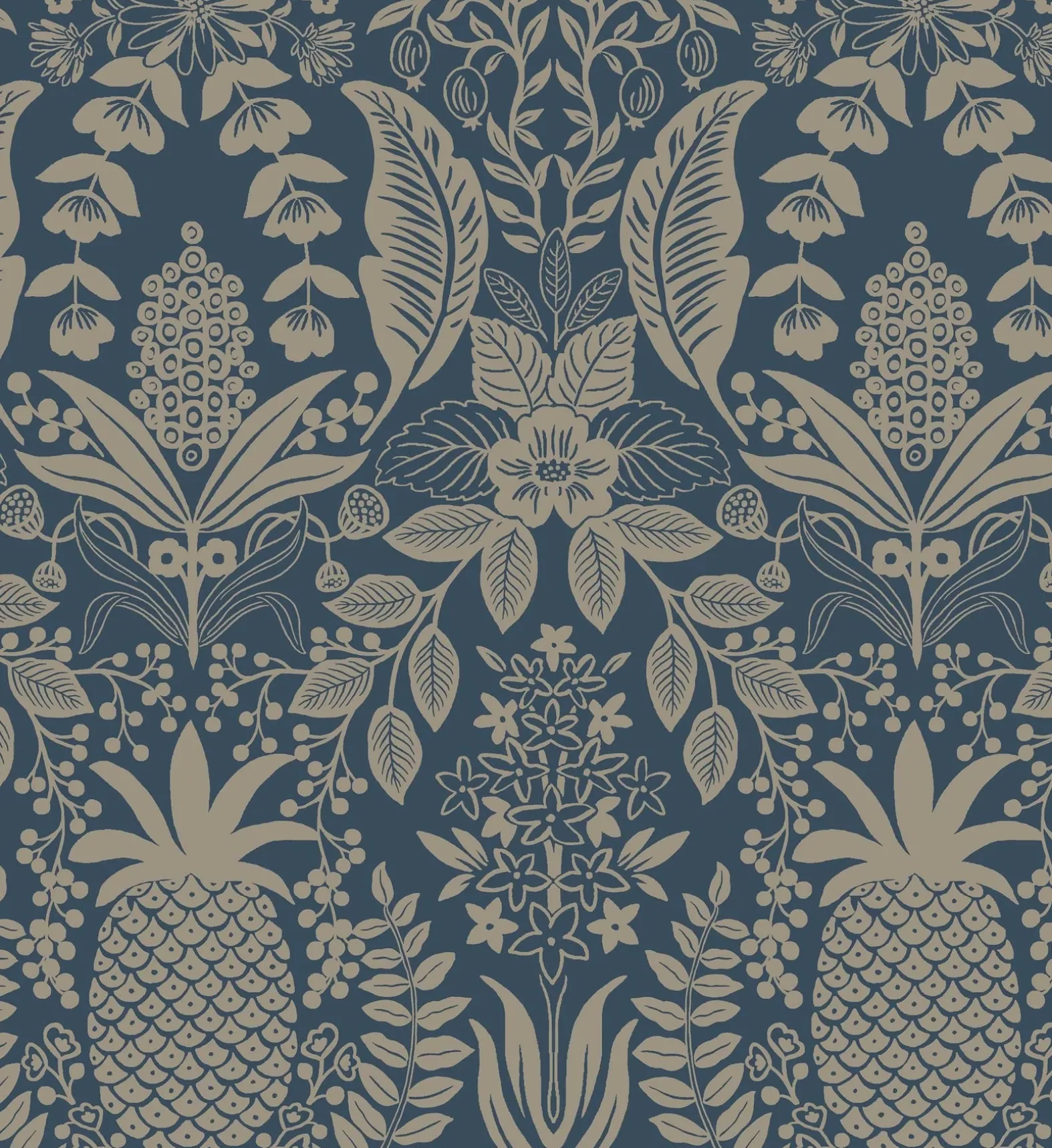 Pineapple Damask Wallpaper