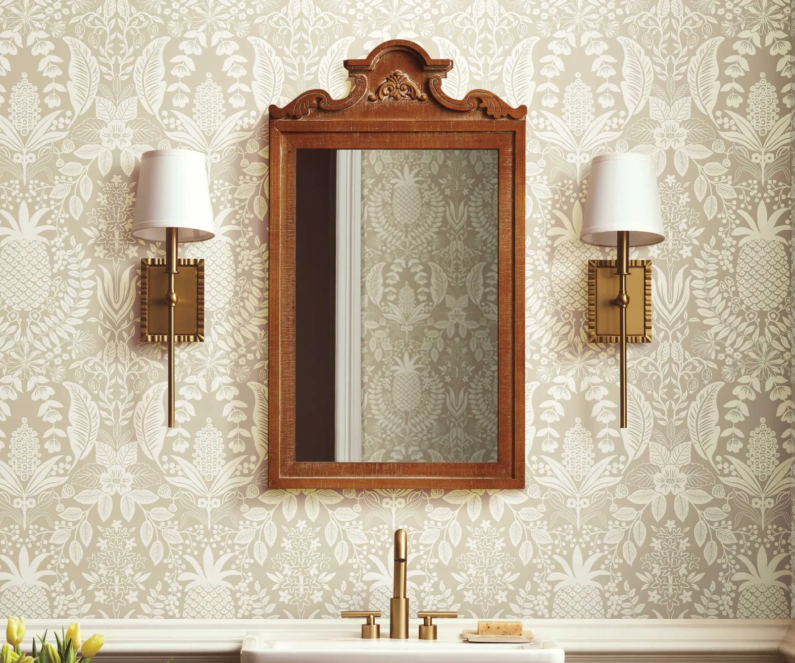 Pineapple Damask Wallpaper Sample
