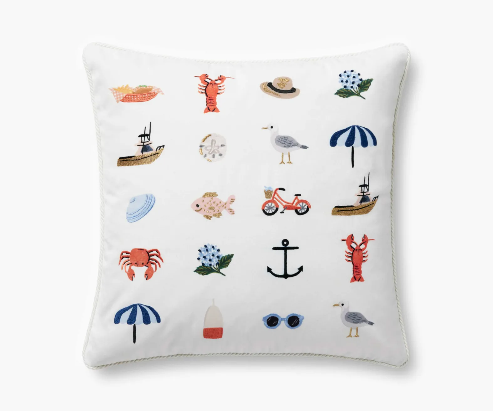 Seaside Embroidered Pillow