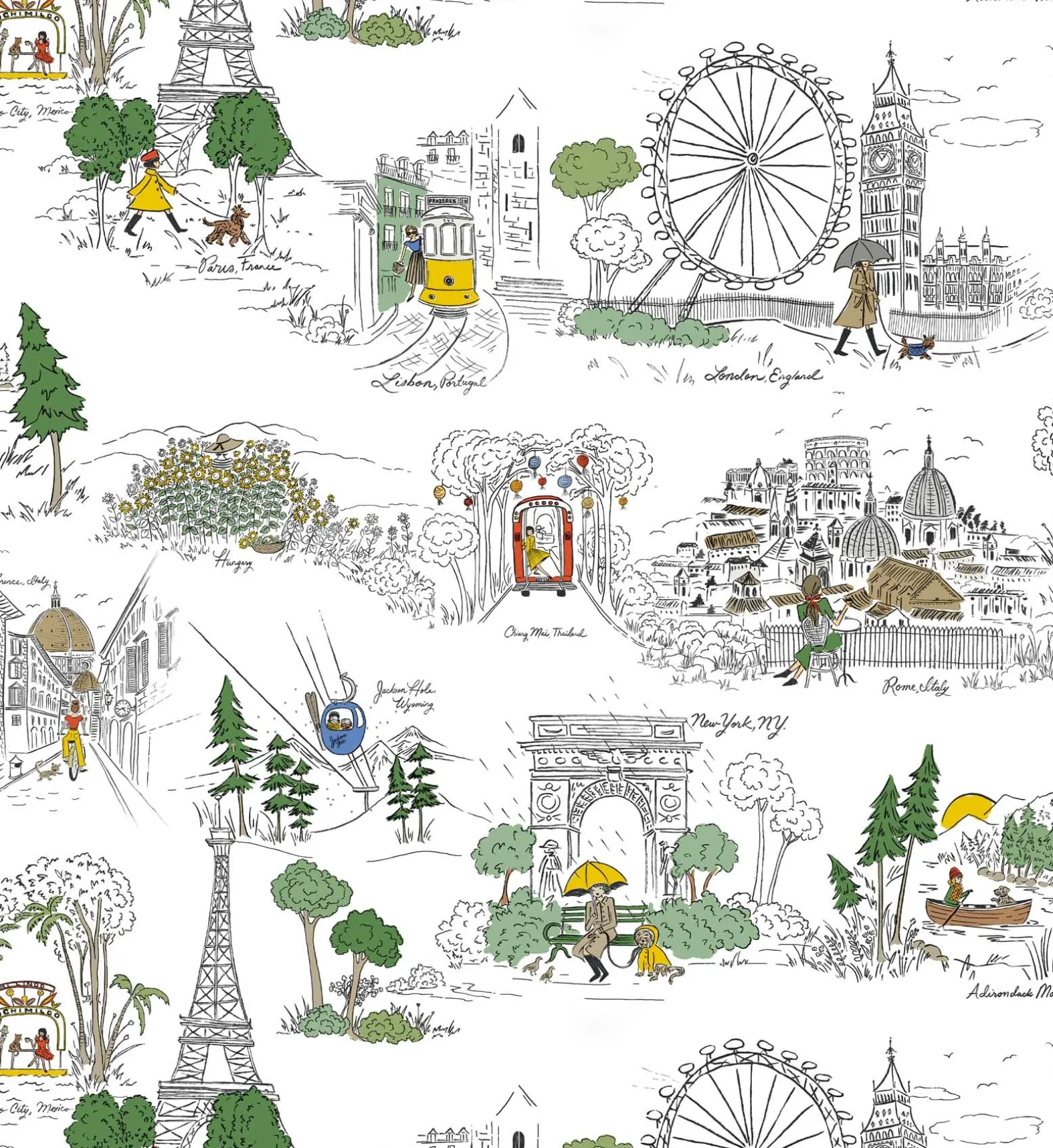 Travel Sketches Peel & Stick Wallpaper Sample