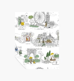 Travel Sketches Peel & Stick Wallpaper
