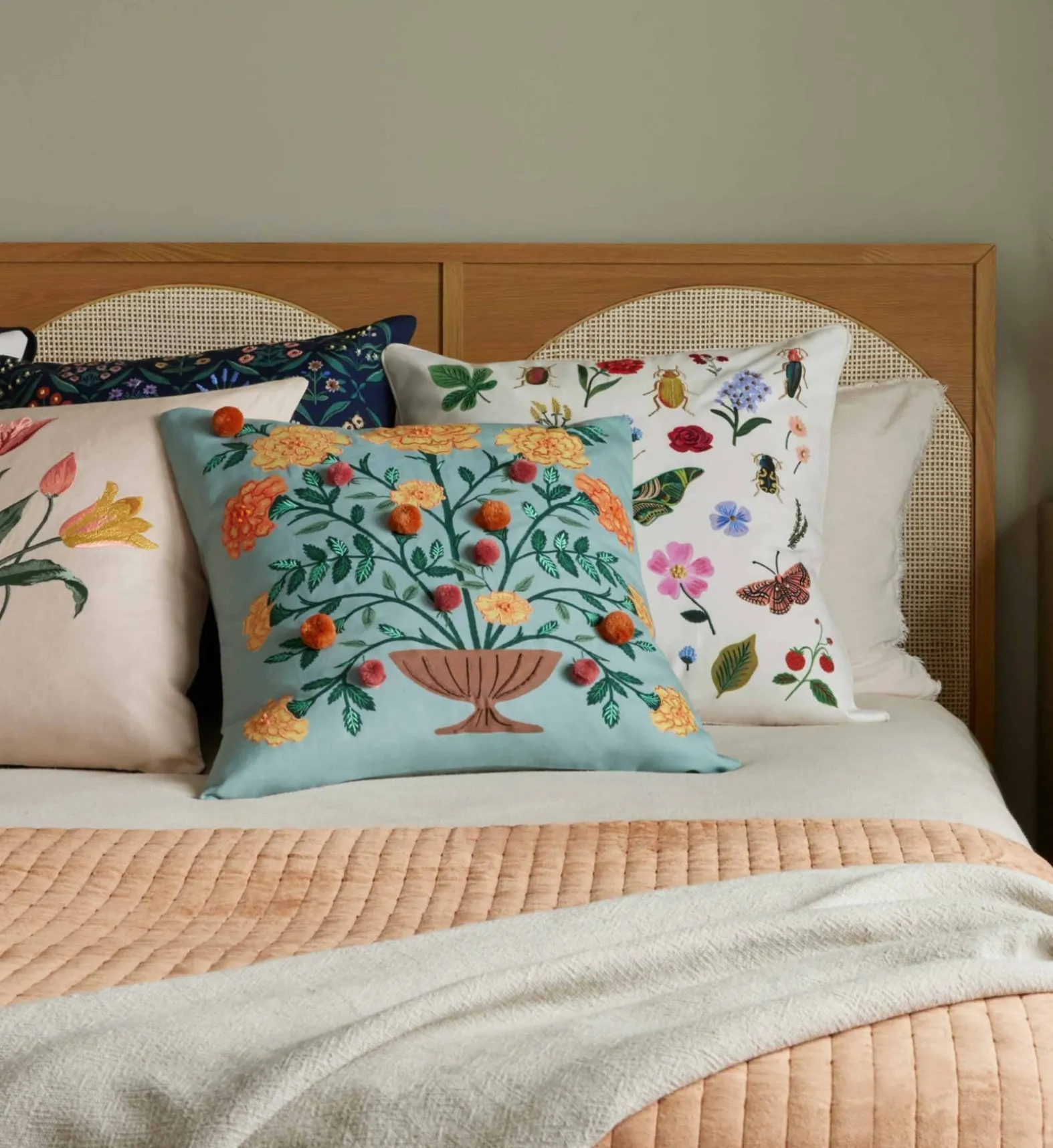 Tulips Embroidered Pillow