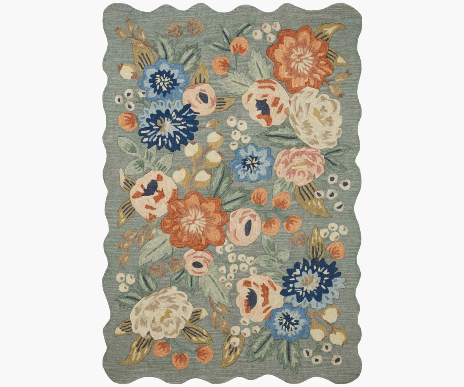 Vintage Blossoms Wool-Hooked Rug