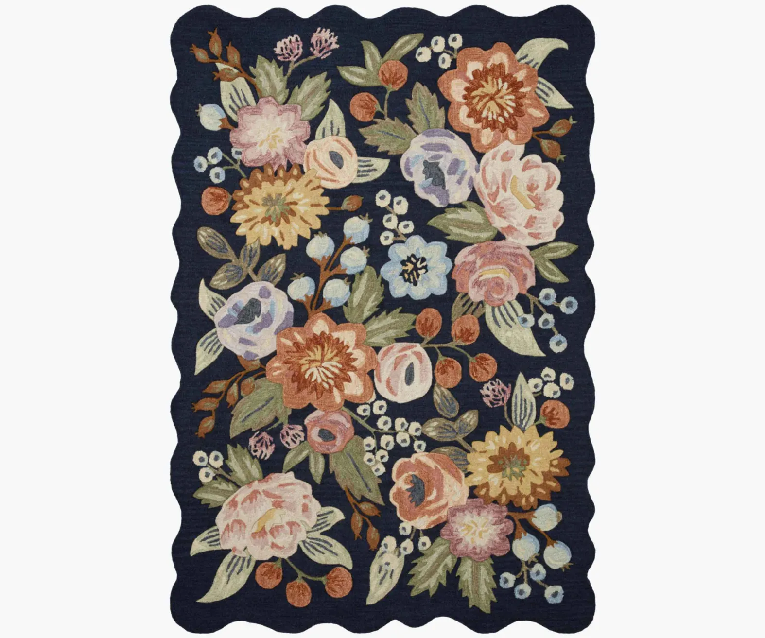 Vintage Blossoms Wool-Hooked Rug