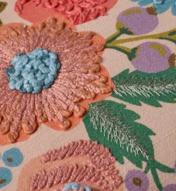 Vintage Garden Embroidered Lumbar Pillow
