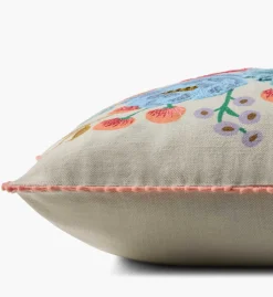 Vintage Garden Embroidered Lumbar Pillow