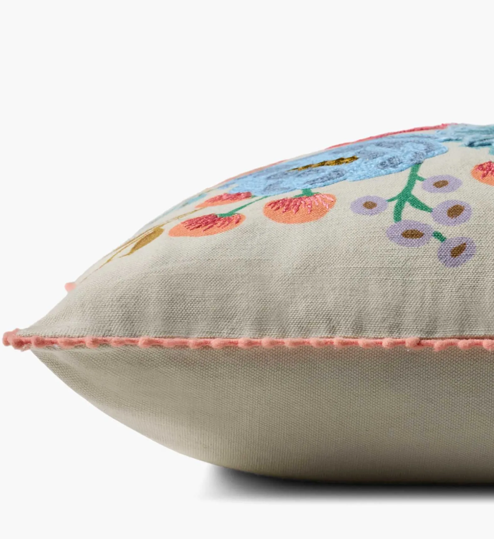 Vintage Garden Embroidered Lumbar Pillow
