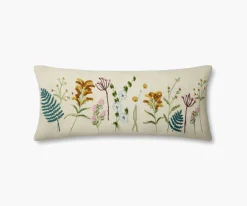 Wildflowers Embroidered Lumbar Pillow