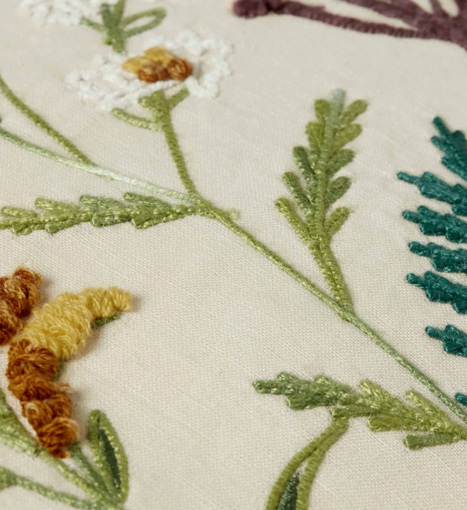 Wildflowers Embroidered Lumbar Pillow