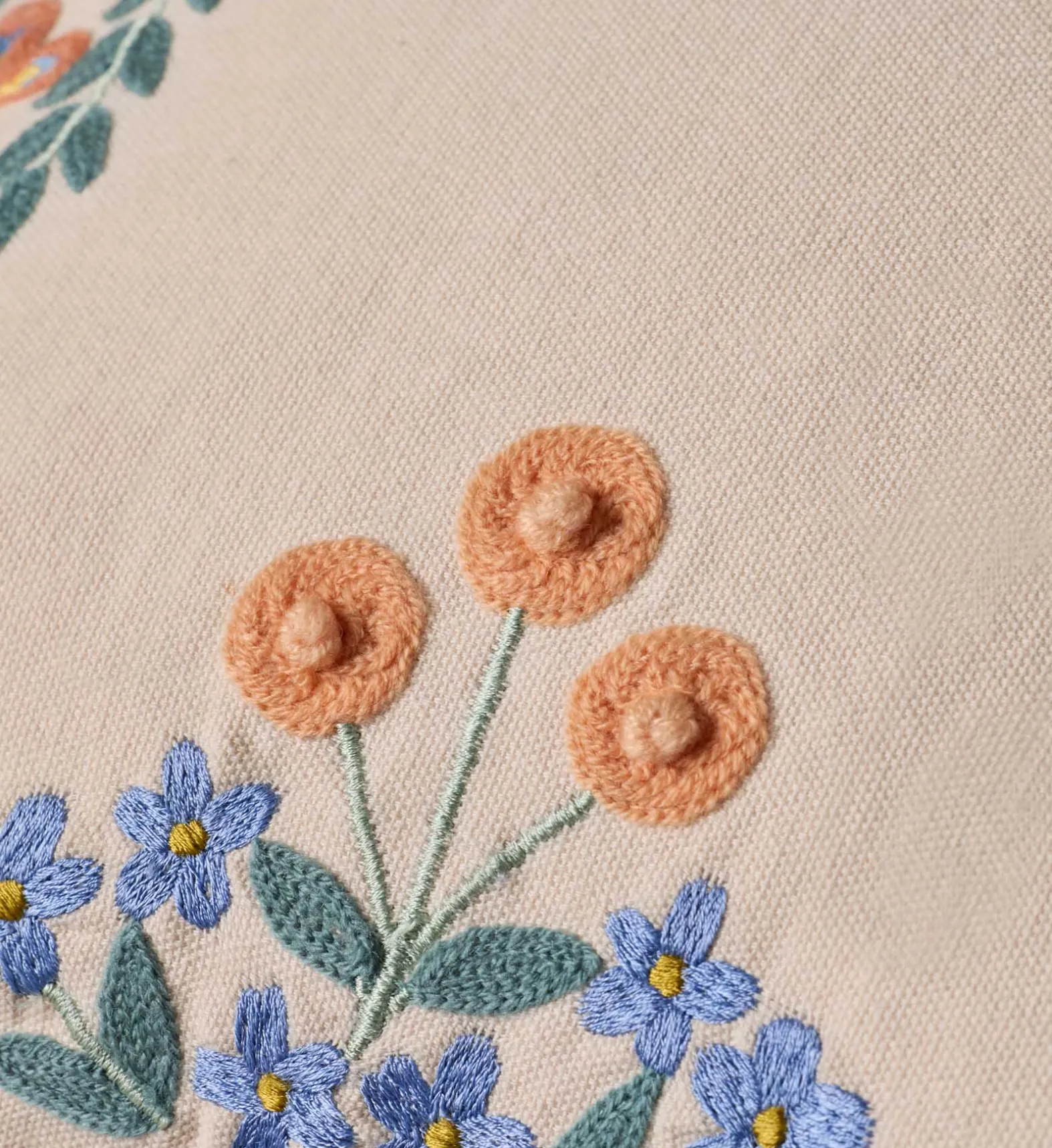 Willow Border Embroidered Lumbar Pillow