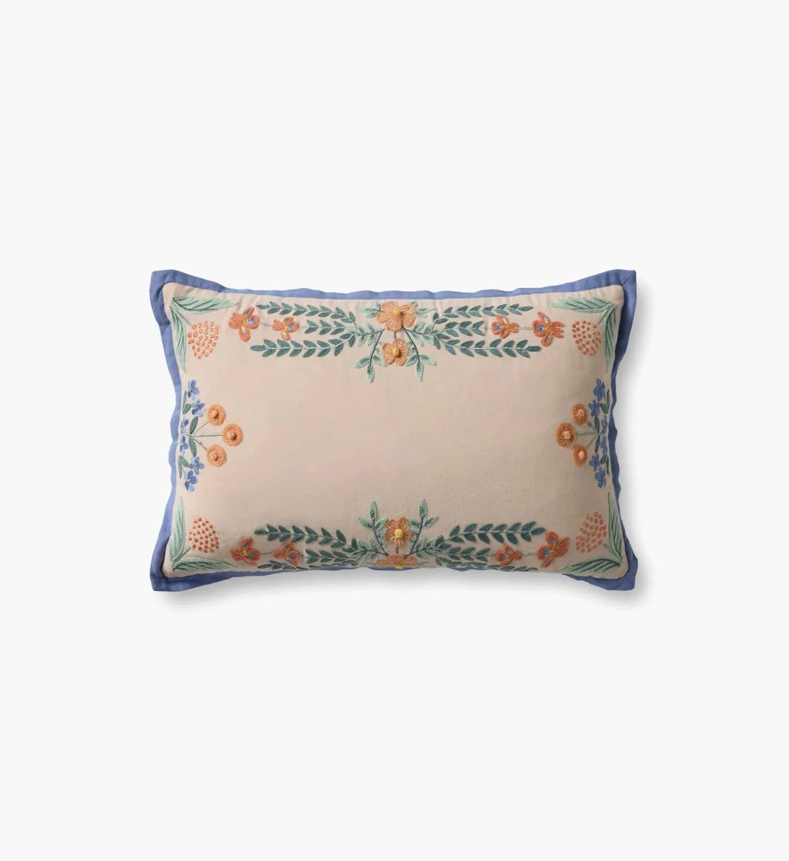 Willow Border Embroidered Lumbar Pillow