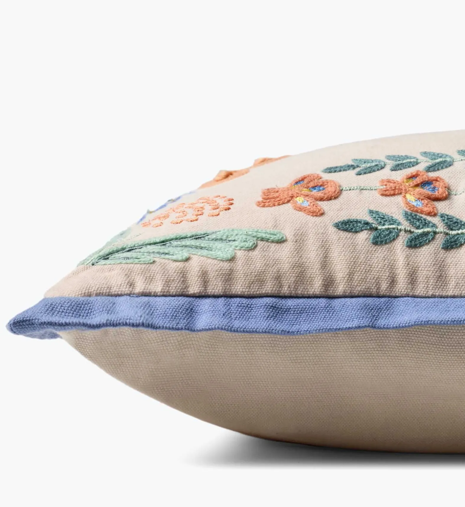 Willow Border Embroidered Lumbar Pillow